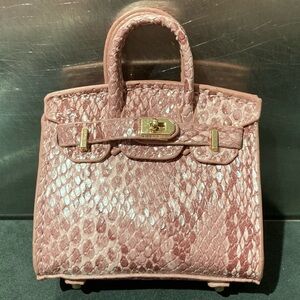 🐍 👜 Handmade Mini Pink Python Snakeskin Birkin AirPods Tote Bag Charm Miniature